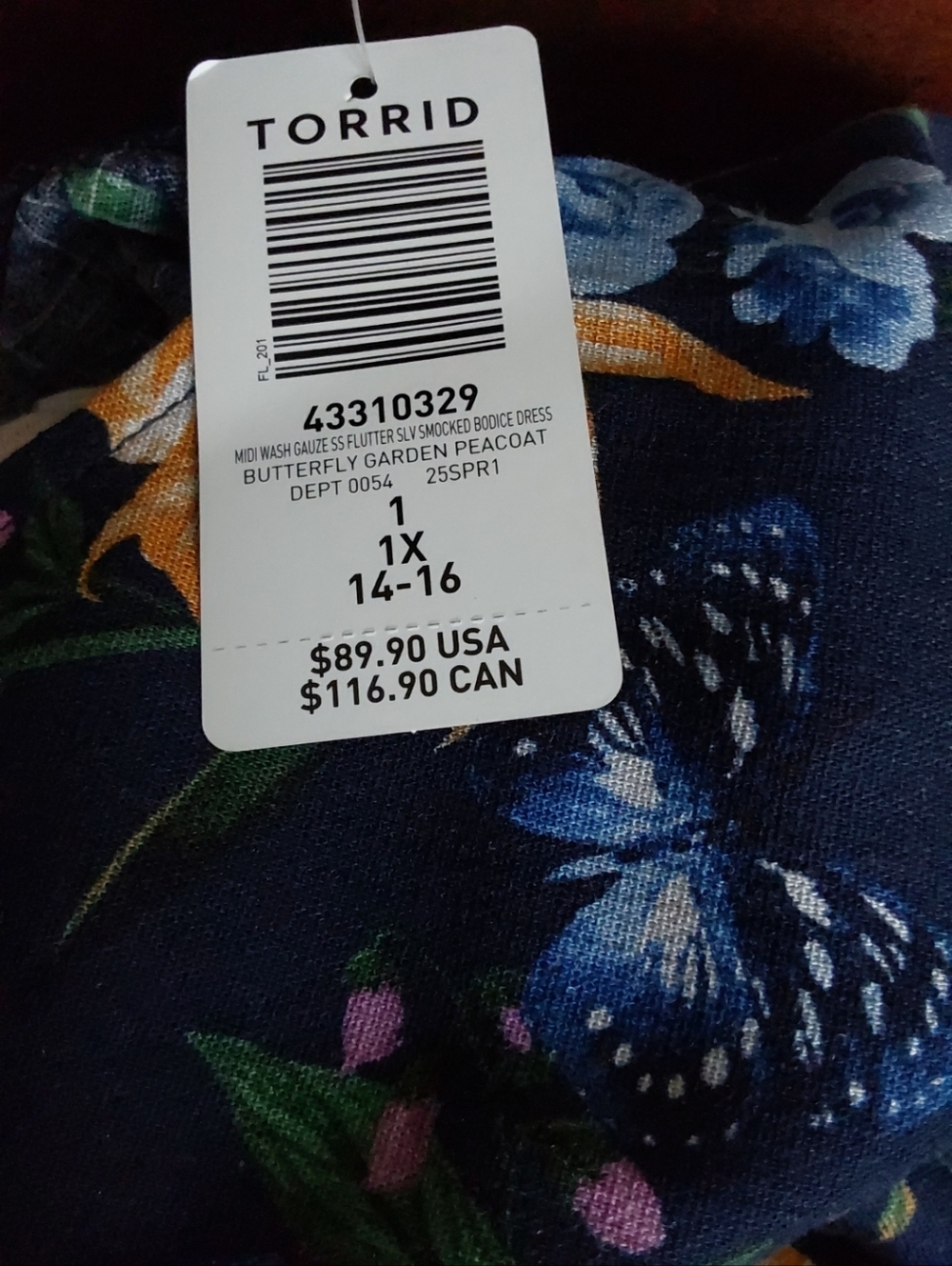 Torrid Navy Floral Square-Neck Midi Dress Size 1x ( 14-16) - Picture 4 of 6